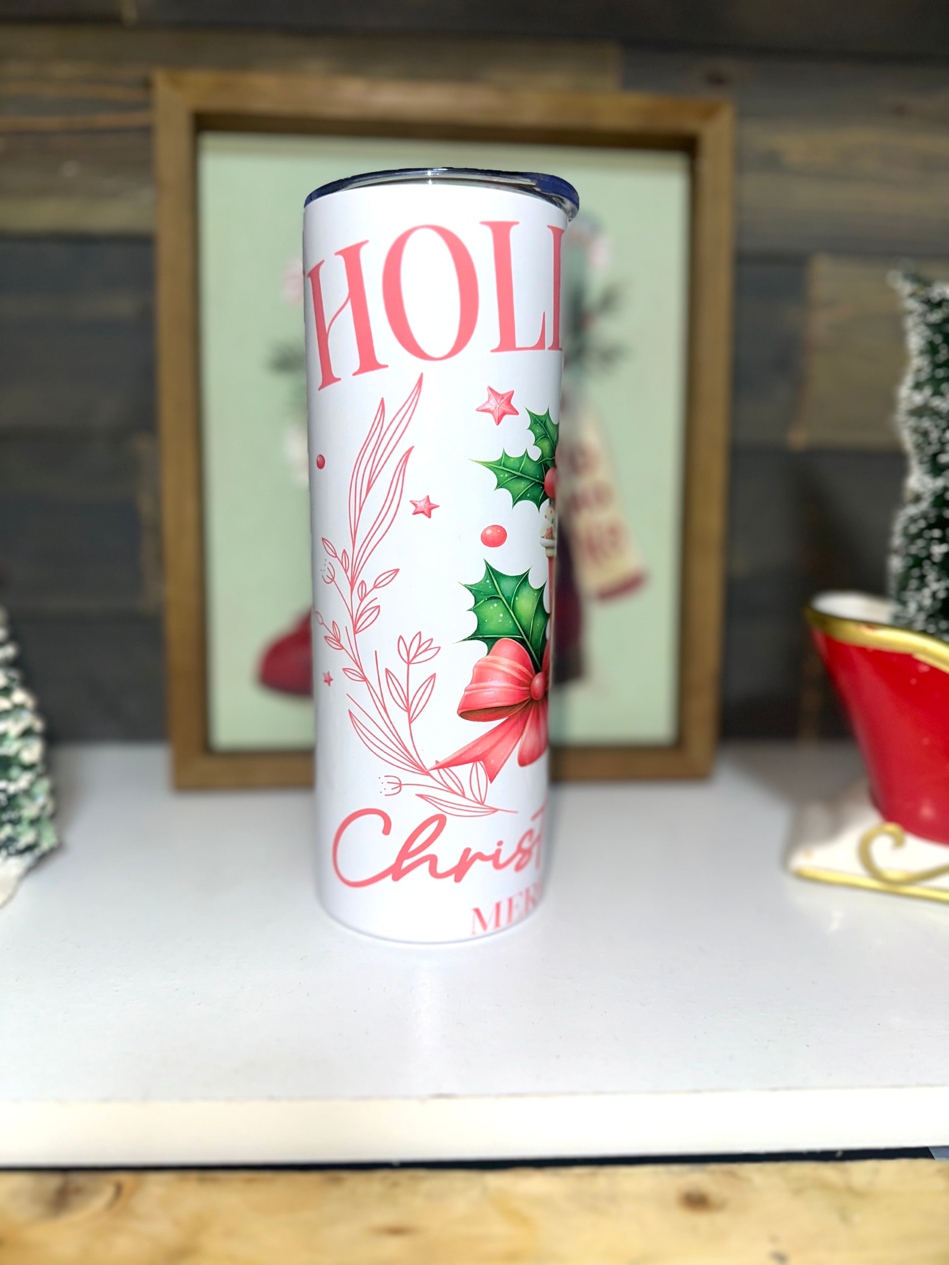 🎄 Jolly Holly Christmas Club Skinny Tumbler ￼