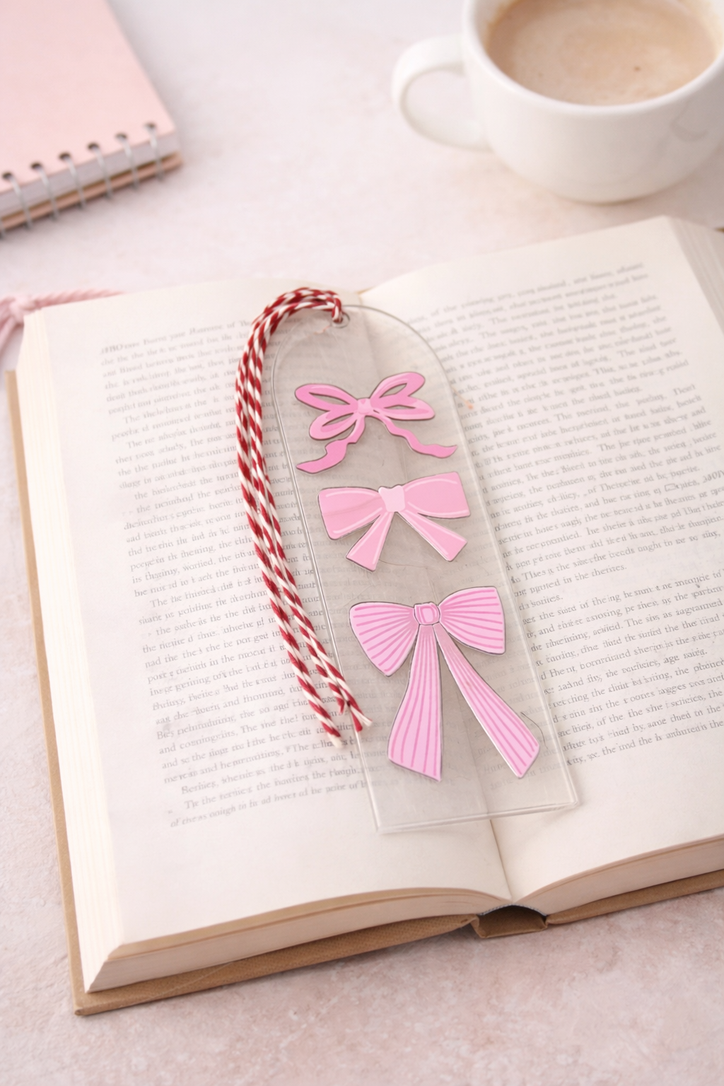 Pink Bow Trio Acrylic Bookmark 🎀